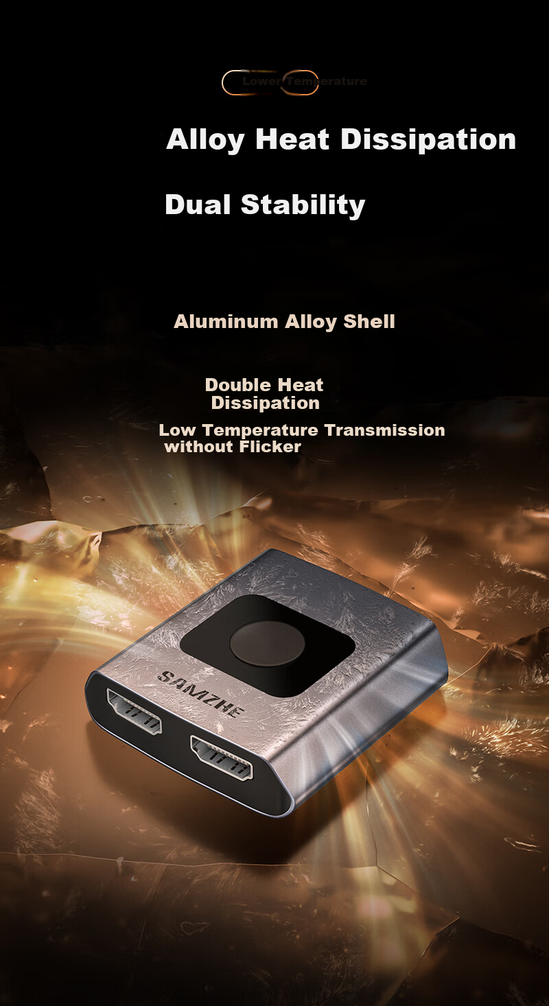 HDMI-переключатель SAMZHE HV-500, 2 входа/1 выход, 1 вход/2 выхода, 4K 60Hz, алюминиевый сплав