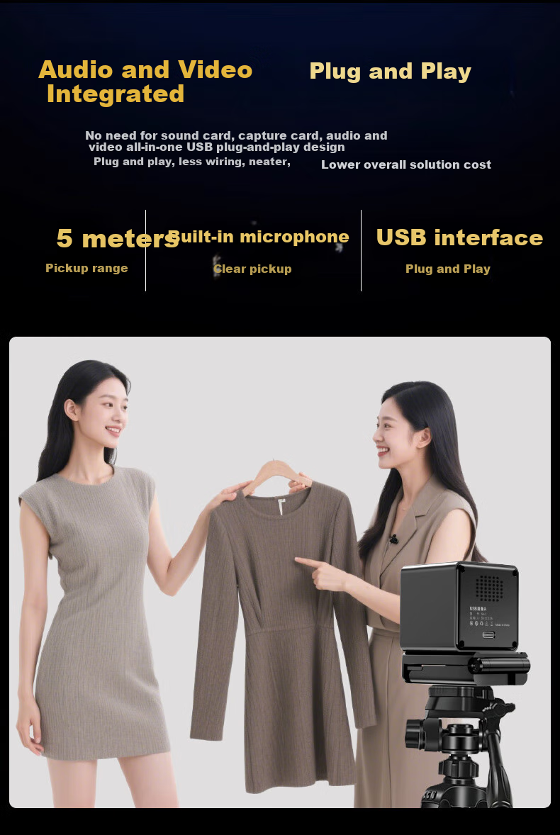 Веб-камера Stiger L43B, 4K, 20-кратный зум, с микрофоном, USB Type-C, черный