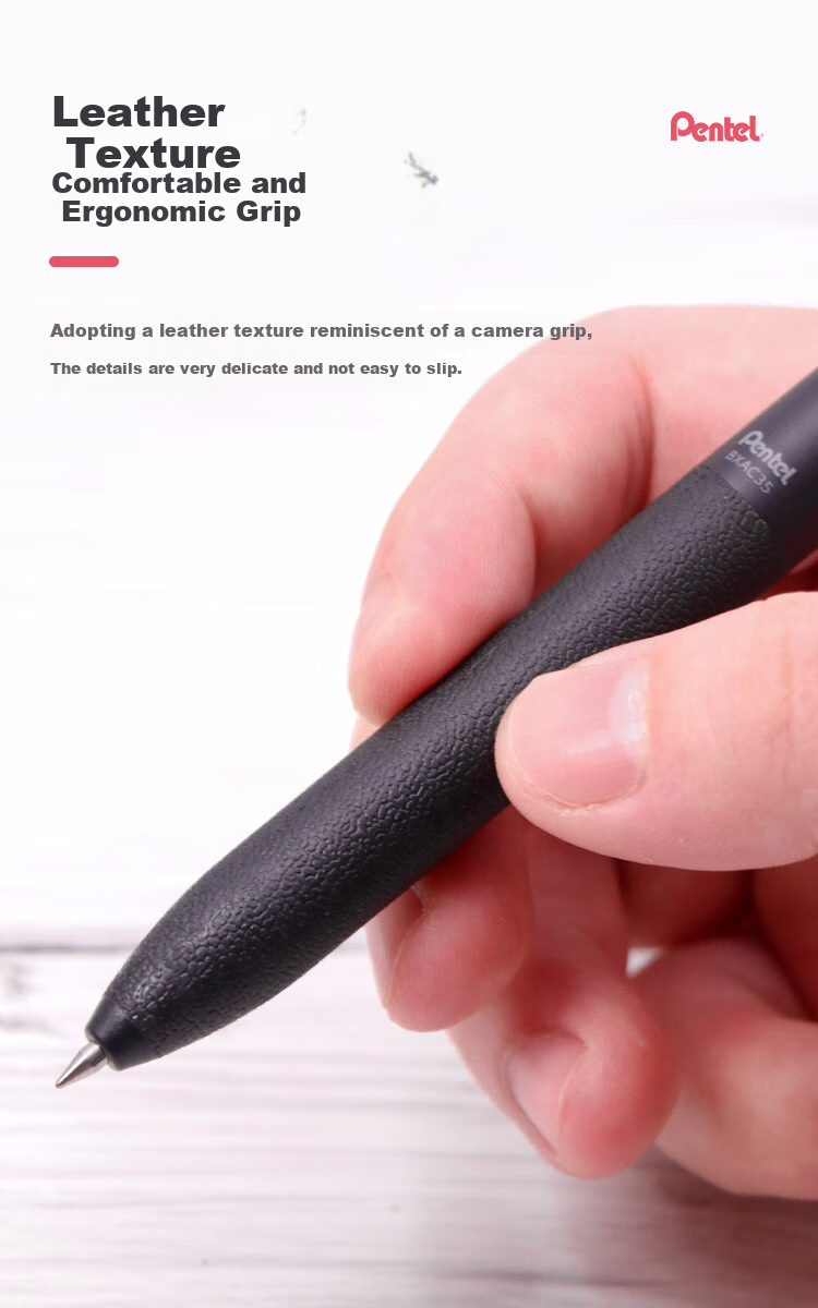 Pentel Sanzhe Yicheng Collaboration Medium Oil Pen 0.5mm, Business Office Multi-Functional Ballpoint Pen (Refill XBXS5-A), BXAC35W Pure White Barrel