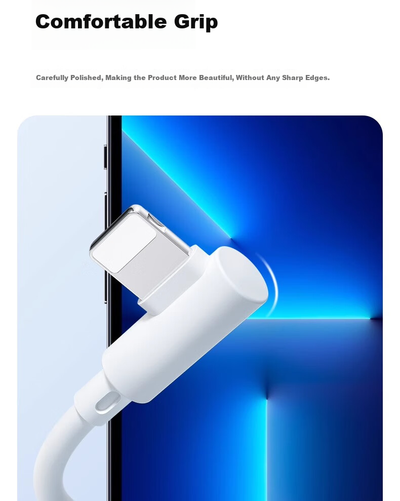 Кабель Nengshi для зарядки Apple с угловым разъемом, кабель для быстрой зарядки данных для iPhone 14/13/12/11/XR/8 Plus, iPad, автомобильного зарядного устройства USB, 1.5 метра, белый