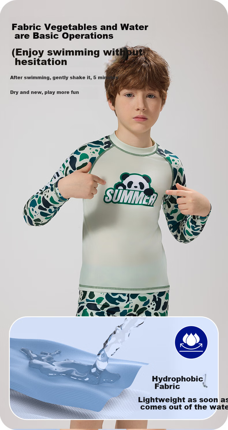 Детский купальный костюм MIZUNO для мальчиков, комплект из двух предметов, шорты до колена и топ с длинным рукавом, размер 150, зеленый
