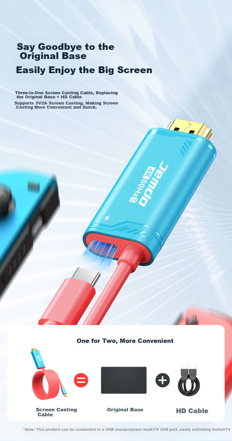 Кабель-адаптер Jemdo Type-C на HDMI, 4K@60Hz, PD 100W, для Nintendo Switch, iPad, ноутбука, 2м