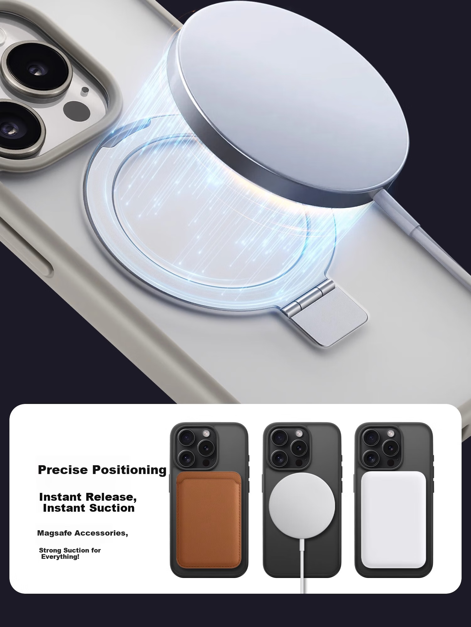 ZHIWEISHI Чехол-подставка с магнитным креплением для Apple iPhone 14 Pro Max, ультратонкий, противоударный, матовый, графитовый черный