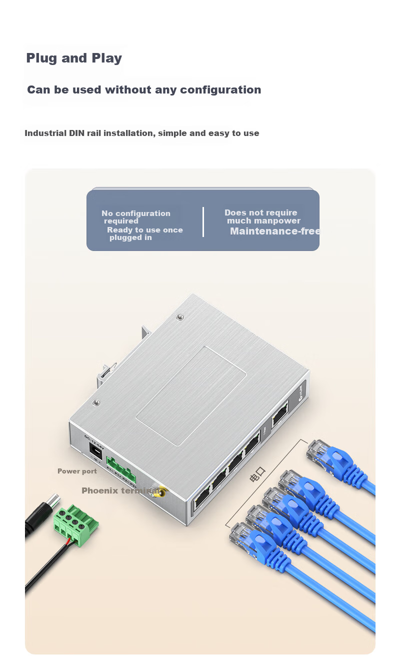 Промышленный Ethernet-коммутатор NetLINK HTB-6000-1S-5FE, 5 портов, 100 Мбит/с, для промышленного мониторинга, с креплением на DIN-рейку
