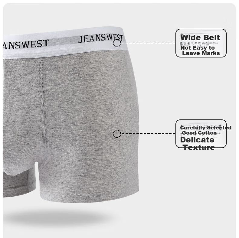 Мужские боксеры JEANSWEST, 3 шт., хлопок 95%, размер 3XL (130-150 Jin), белый + серый + черный