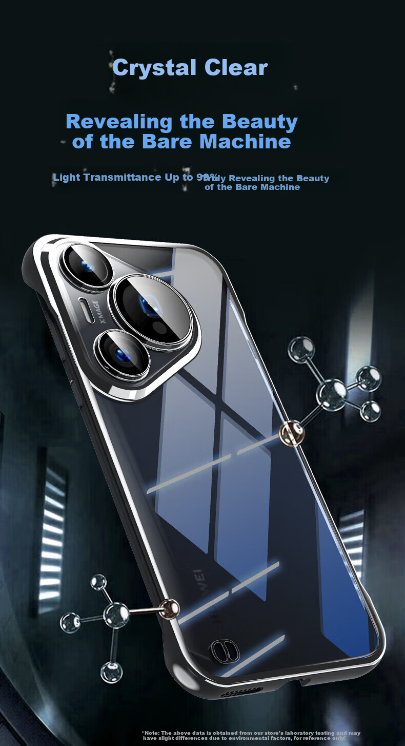 Чехол для телефона Hongzhuo для Huawei Pura 80 Pro/Pro+, черный, прозрачный