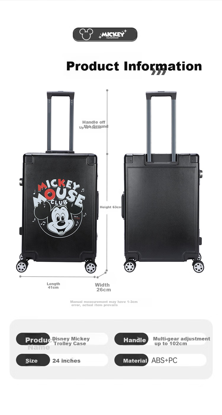 Чемодан Mesuca X Disney Mickey Luggage Print 20-дюймовый, с алюминиевой рамой, для ручной клади