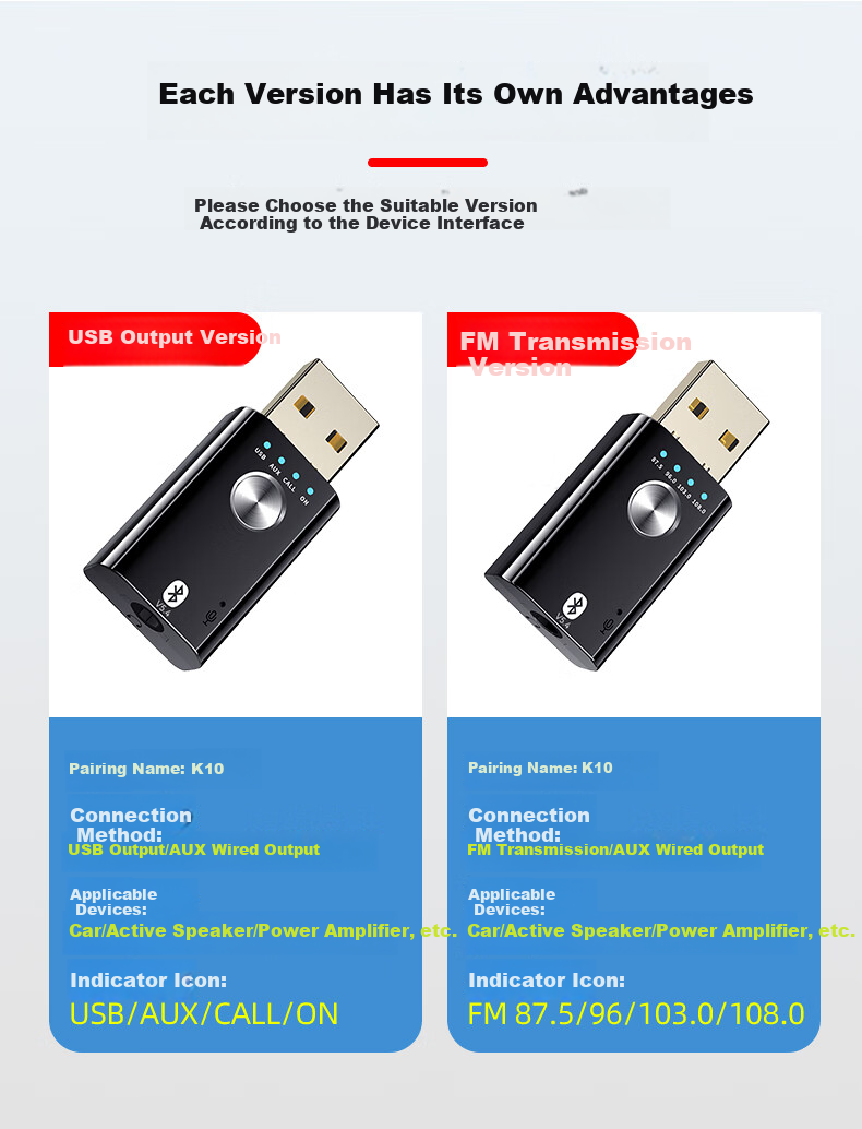 BIAZE USB Bluetooth Adapter 5.4 Audio Receiver/transmitter Two-In for Mobile to AUX Car Speakers/sound Systems Amplifiers, Calls/music navigatio