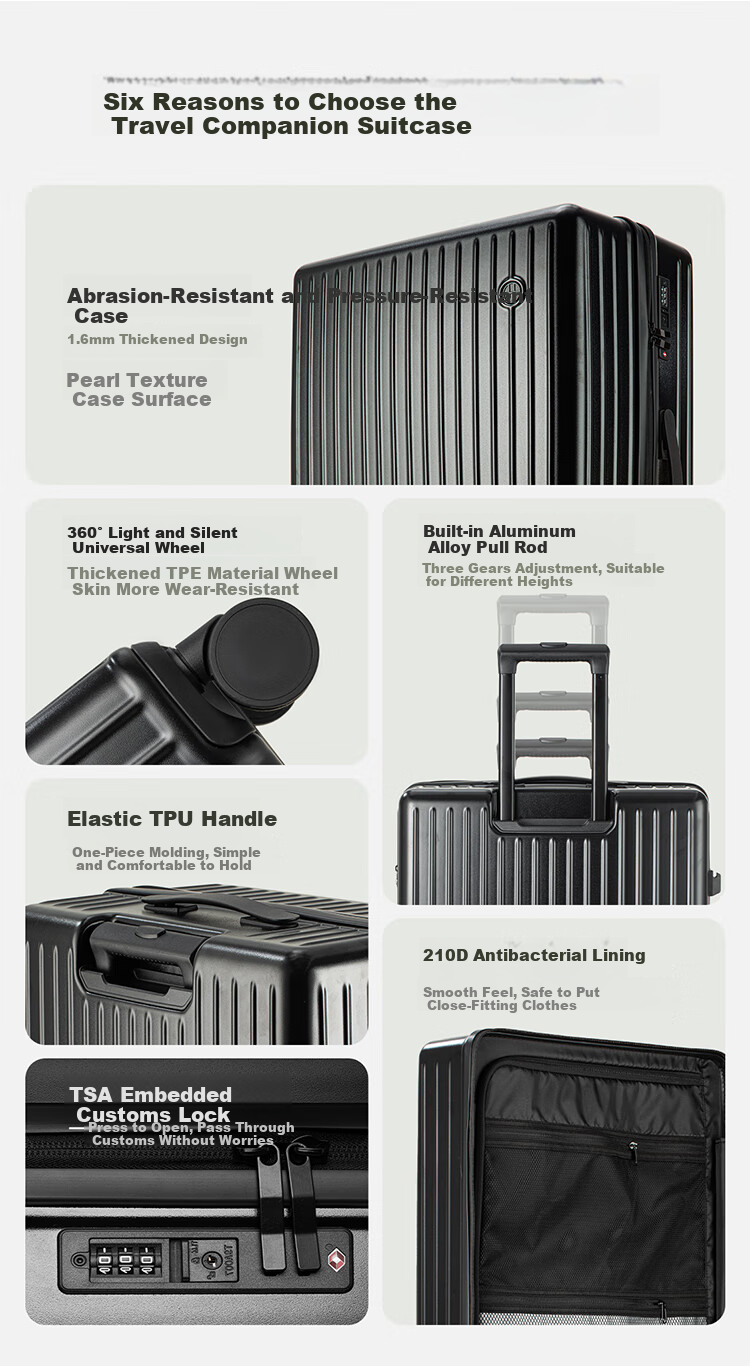 Чемодан Wangyiyanxuan Ultra-Light Large Capacity Suitcase, темно-серый, 24 дюйма