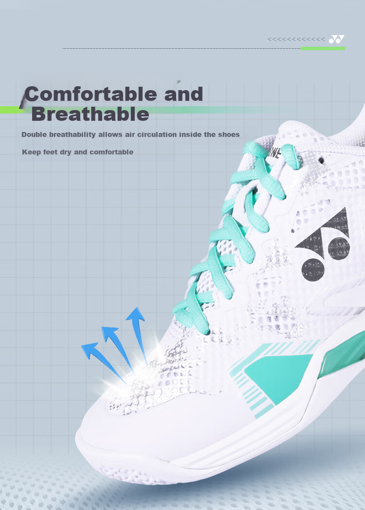 Кроссовки для бадминтона YONEX SHB-ELZ3WEX, унисекс, широкая версия, белые с черным, размер 38