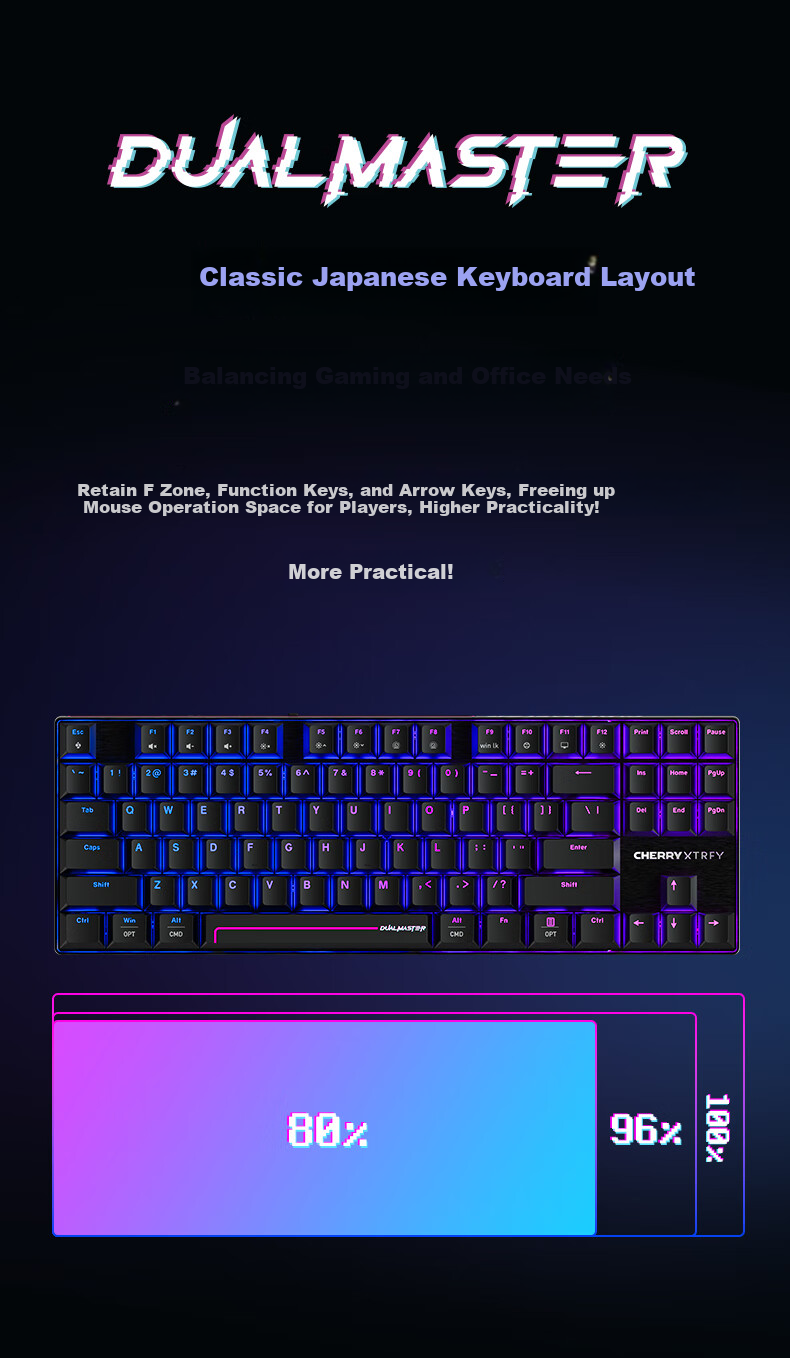 Беспроводная игровая клавиатура CHERRY MX 8.2 PRO TMR с магнитными переключателями, RGB-подсветкой, 87 клавиш, черная