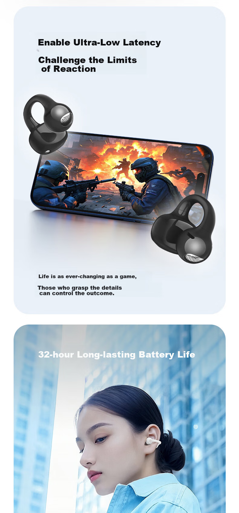 Наушники EDIFIER Comfo Clip QQ, беспроводные, с зажимом на ухо, с функцией перевода, Bluetooth 5.4, серые