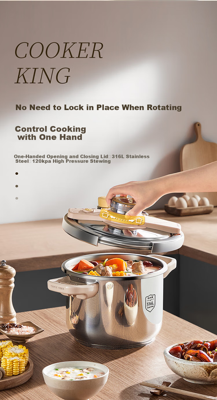 Скороварка COOKER KING 6л, 316L Нержавеющая сталь, антипригарное покрытие, для индукционных и газовых плит