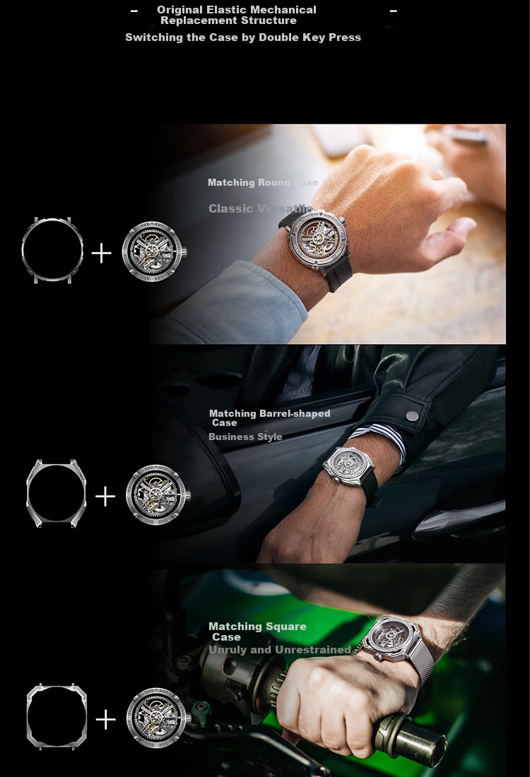 CIGA DESIGN Jijia Trendy Mechanical Watch, M Series Magician Titanium Watch for Men, One Watch Three Wears, New Year Gift