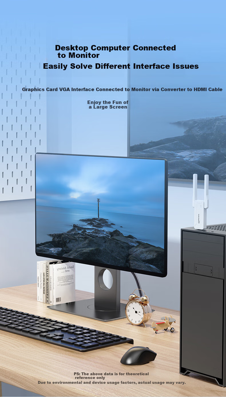 Конвертер DOREWIN VGA в HDMI с аудио и питанием, HD видеоадаптер для ноутбуков, настольных компьютеров, телевизоров, мониторов, проекторов