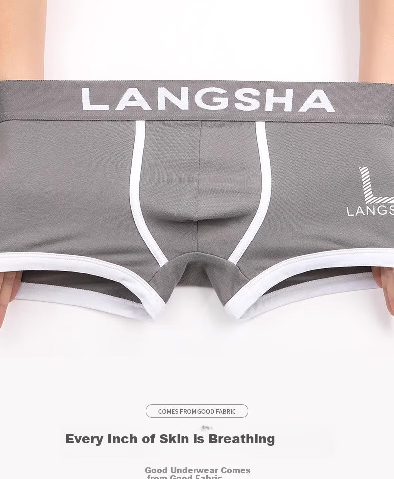 Мужские трусы LangSha, боксеры из чистого хлопка, молодежные, модные, свободные, больших размеров, 4 шт.