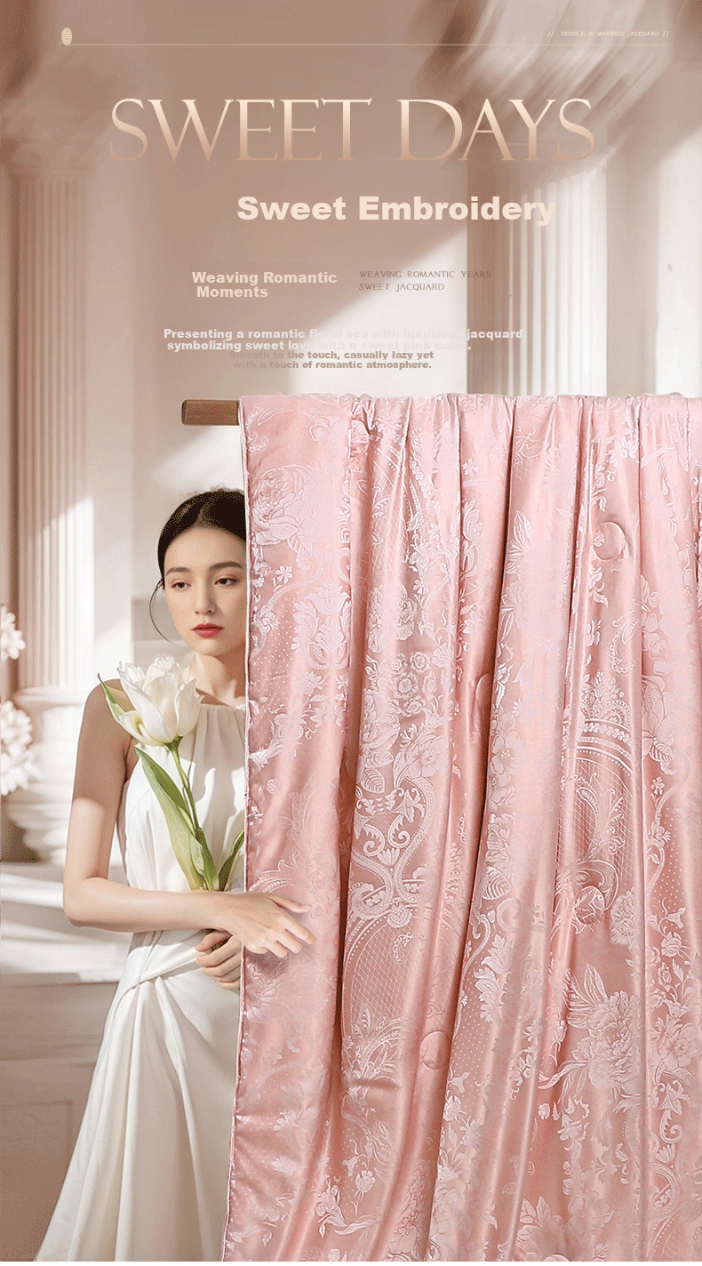 Одеяло FUANNA Home Textiles "Свадебная радость", 100% натуральный шелк, размер Double, всесезонное, 203x229 см, розовое