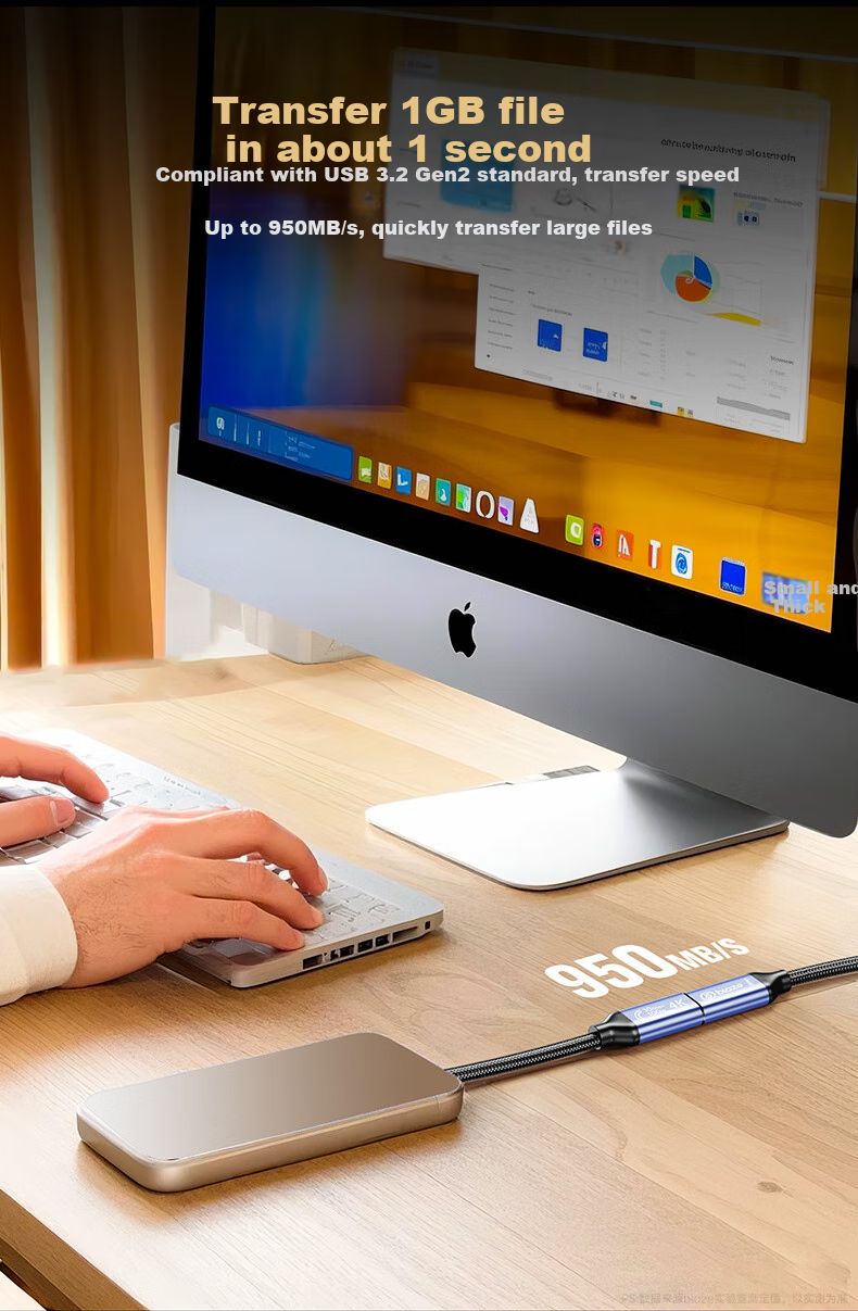 Кабель-удлинитель BIAZE Type-C Male to Female, USB 3.2 Gen 2, PD 100W, 0.5 метра, черный
