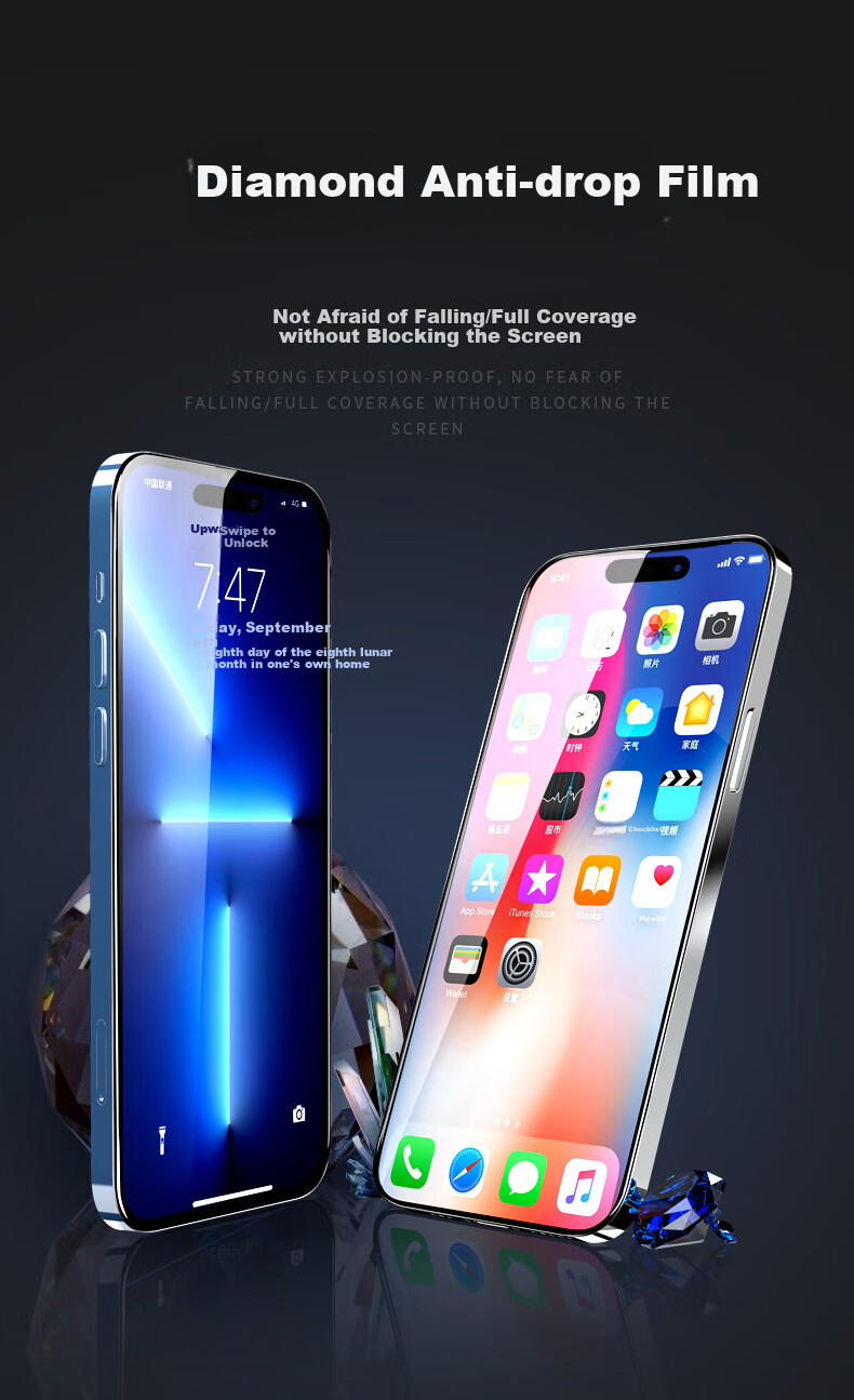 Защитное стекло LANGLING для Apple iPhone 14 Pro Max, полное покрытие, HD Clear, анти-ударное, анти-отпечатки пальцев, 2 шт.