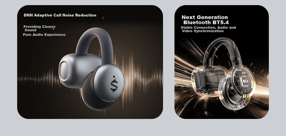 Беспроводные наушники Blackshark Fengming Ear Clip, Bluetooth 5.4, с шумоподавлением, спортивные, для бега, для Huawei, Xiaomi, Apple iPhone 17, серебристые