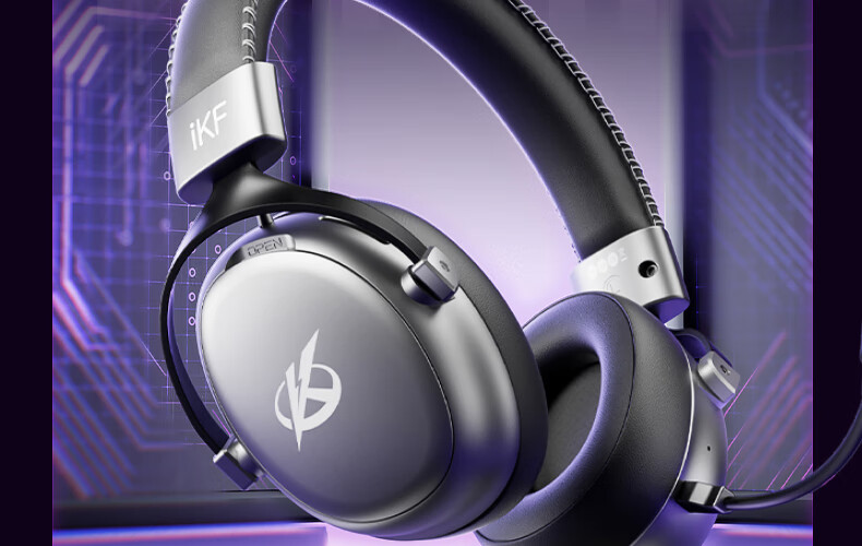 Игровые наушники iKF V11 Max, беспроводные, с микрофоном, 7.1 объемный звук, Bluetooth, черный и красный