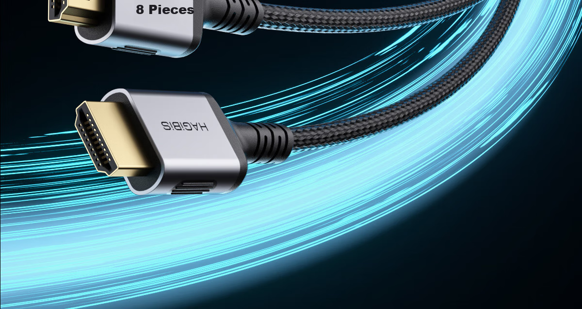 Кабель Hagibis HDMI 2.1, тонкий, гибкий, 8K 60Hz, 4K 240Hz, 1.5 метра
