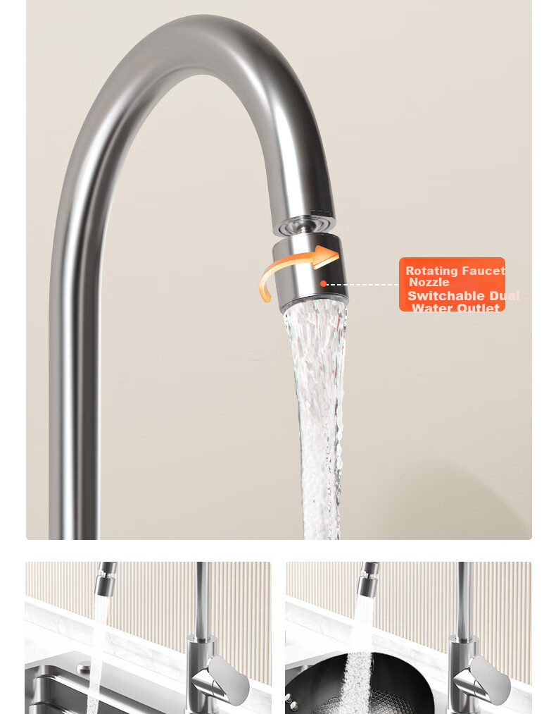 Смеситель для кухни ARROW Hot And Cold Kitchen Faucet с двойным распылением воды, двойным управлением горячей и холодной водой, вращением на 360°, кран для раковины, модель AE45402CP, цвет хром