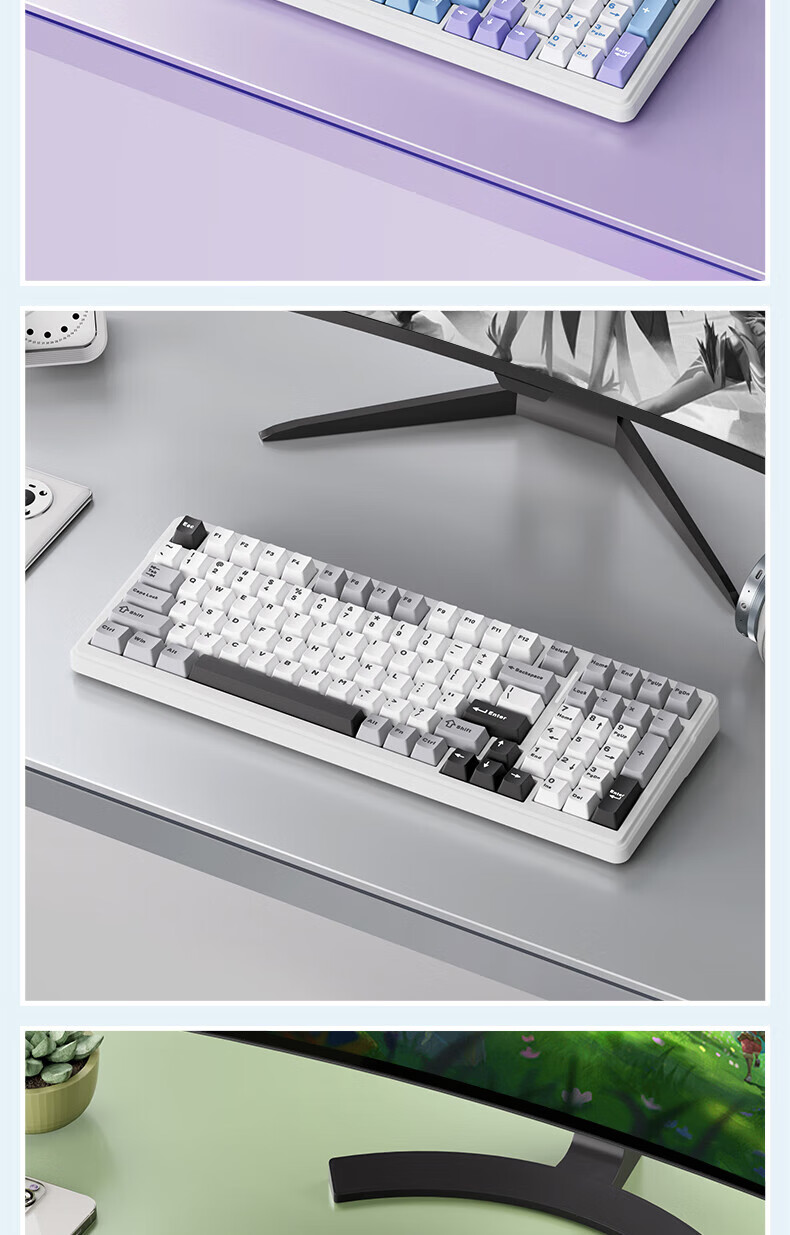 AULA F99 Custom Mechanical Keyboard с Gasket Structure, 98 клавиш, проводной/Bluetooth/беспроводной, RGB подсветка, горячая замена, для офиса и игр