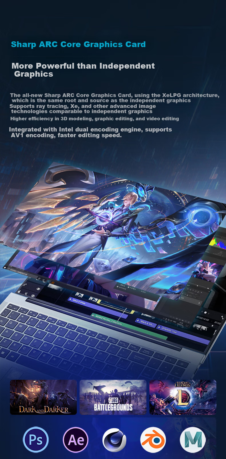 Ноутбук Dere Zhiqing Series Core Ultra7 155H, 16-дюймовый, 16 ГБ ОЗУ, 512 ГБ SSD, тонкий и легкий, для бизнеса и игр, Space Gray