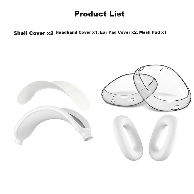 Защитный чехол Qiye для Apple AirPods Max/Max 2, силикон, белый, 4 предмета