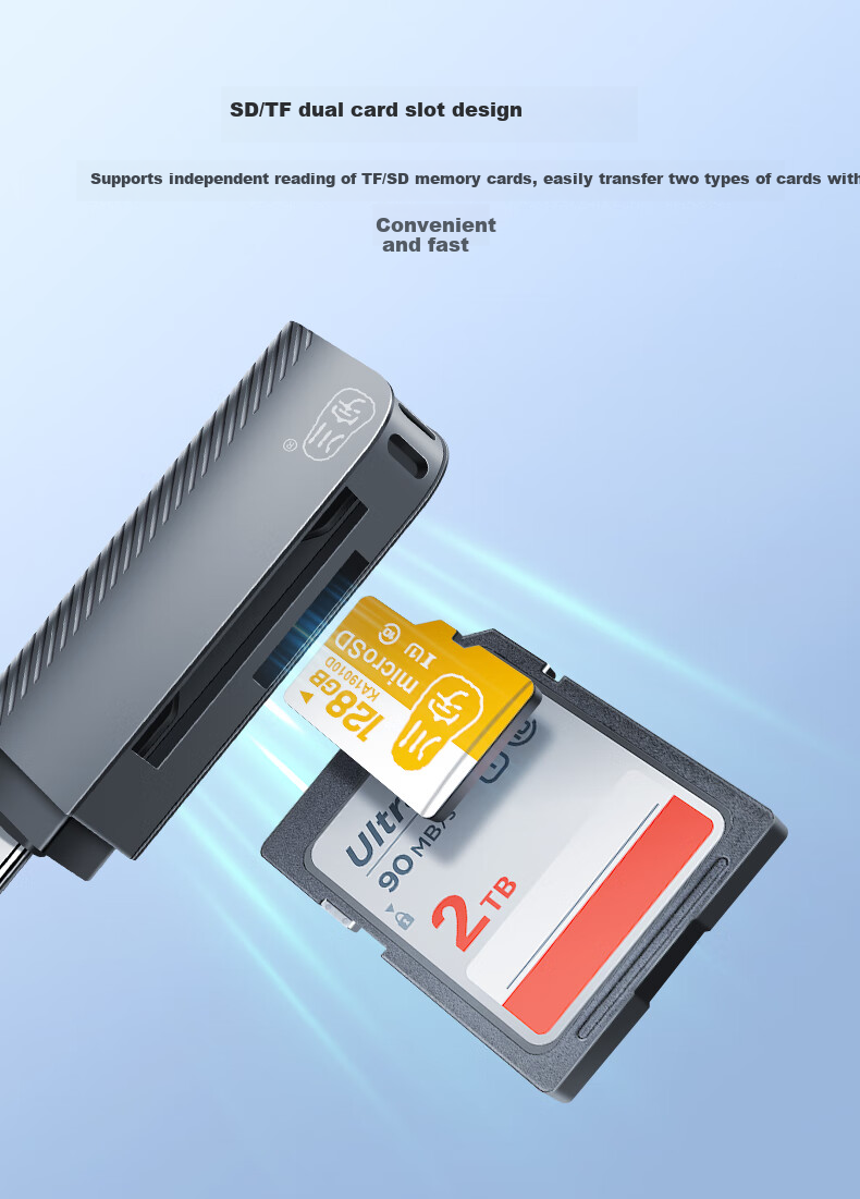 Картридер Chuanyu Type-C, цинковый сплав, высокоскоростной, SD/TF, 2-в-1, совместим с Apple 16/15/iPad, USB-C компьютерами и телефонами