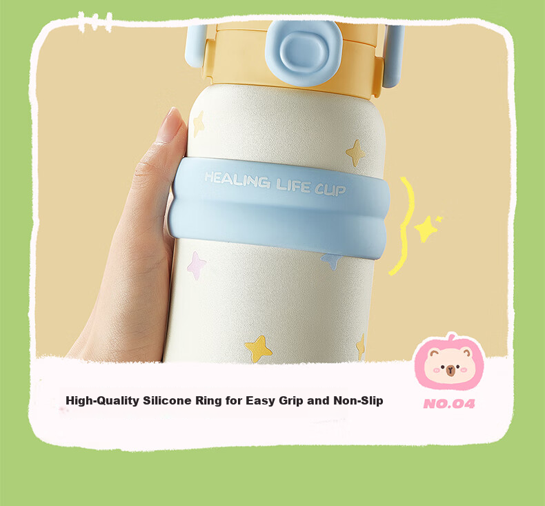 Термокружка RELEA Insulated Mug, 550 мл, нержавеющая сталь 316L, с трубочкой, для женщин, детей, студентов, подарок на Новый год