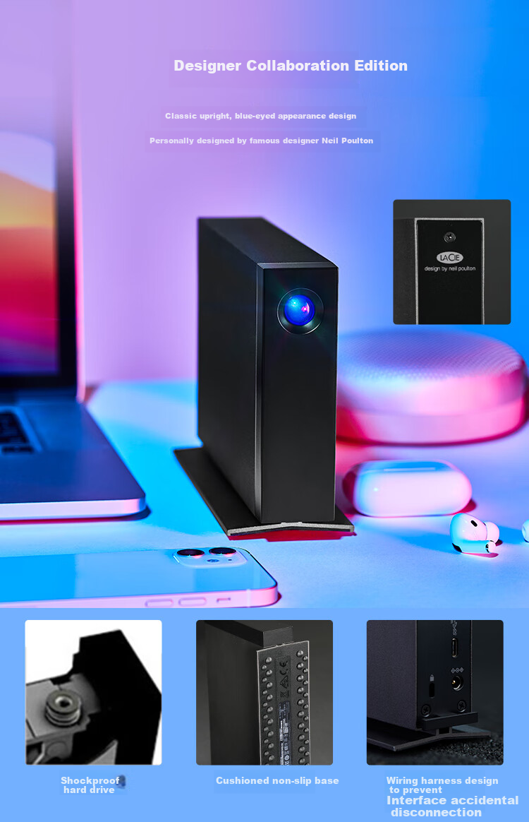 Внешний жесткий диск LaCie Portable Desktop Hard Drive, 20 ТБ, Type-C/USB3.1 D2, 3.5-дюймовый