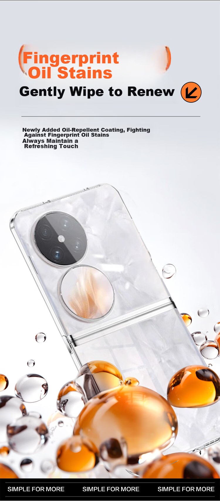 Чехол для Huawei Pocket 2 KOOLIFE, прозрачный, силиконовый, с защитой от падений, простой стиль