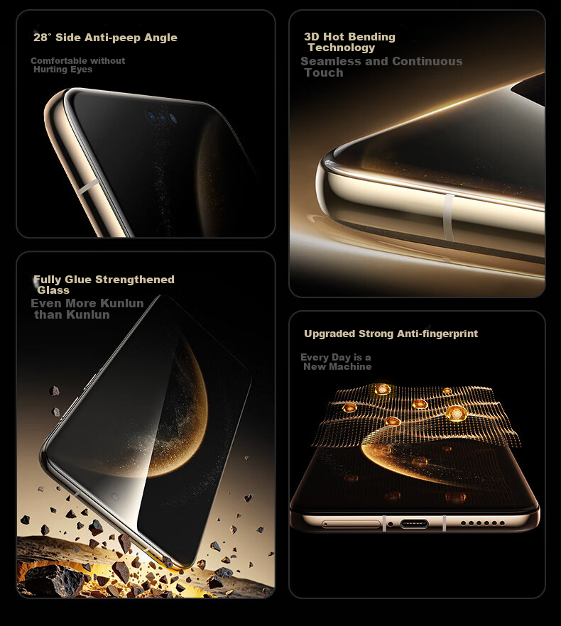 Защитное стекло ESR для Huawei Mate 70 Pro/Pro+/RS, антишпионское, полное покрытие, противоударное, антибликовое, 9H