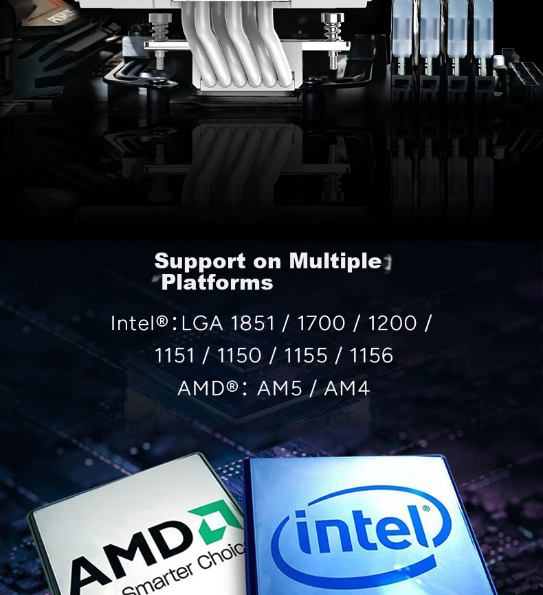 Кулер для процессора CoolerMaster Hyper 612 White, 6 тепловых трубок, однобашенный, два вентилятора Mobius, универсальная поддержка LGA1700