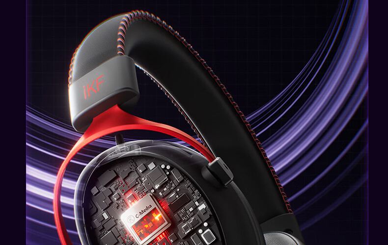 Игровые наушники iKF V11 Max, беспроводные, с микрофоном, 7.1 объемный звук, Bluetooth, черный и красный