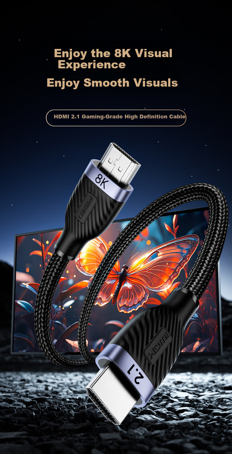 Кабель PISEN HDMI Version 2.1, 8K60Hz 4K240Hz, для подключения ноутбуков к телевизорам, мониторам, проекторам, 10 метров
