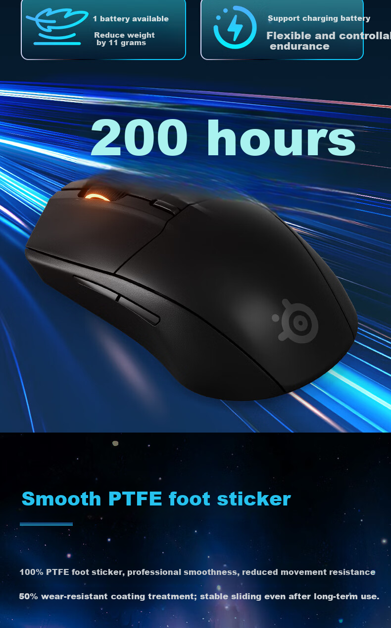 Беспроводная игровая мышь SteelSeries Rival 3 WL Gen 2, Bluetooth + 2.4G, Midnight Black, для FPS/Valorant/Battlefield