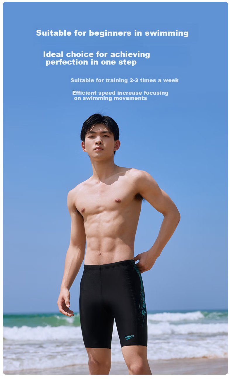 Мужские плавки Speedo, профессиональные тренировочные, хлороустойчивые, мягкие, быстросохнущие, до колена, сине-зеленые, размер 32