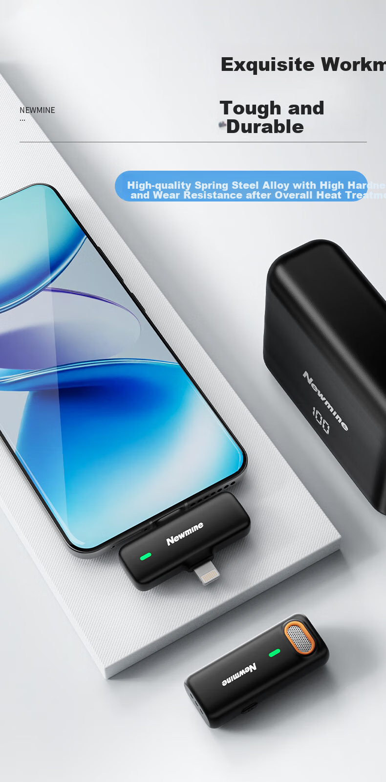 Беспроводной петличный микрофон Newmine MC216 Pro для стриминга и записи, с шумоподавлением, 2 микрофона + зарядный кейс