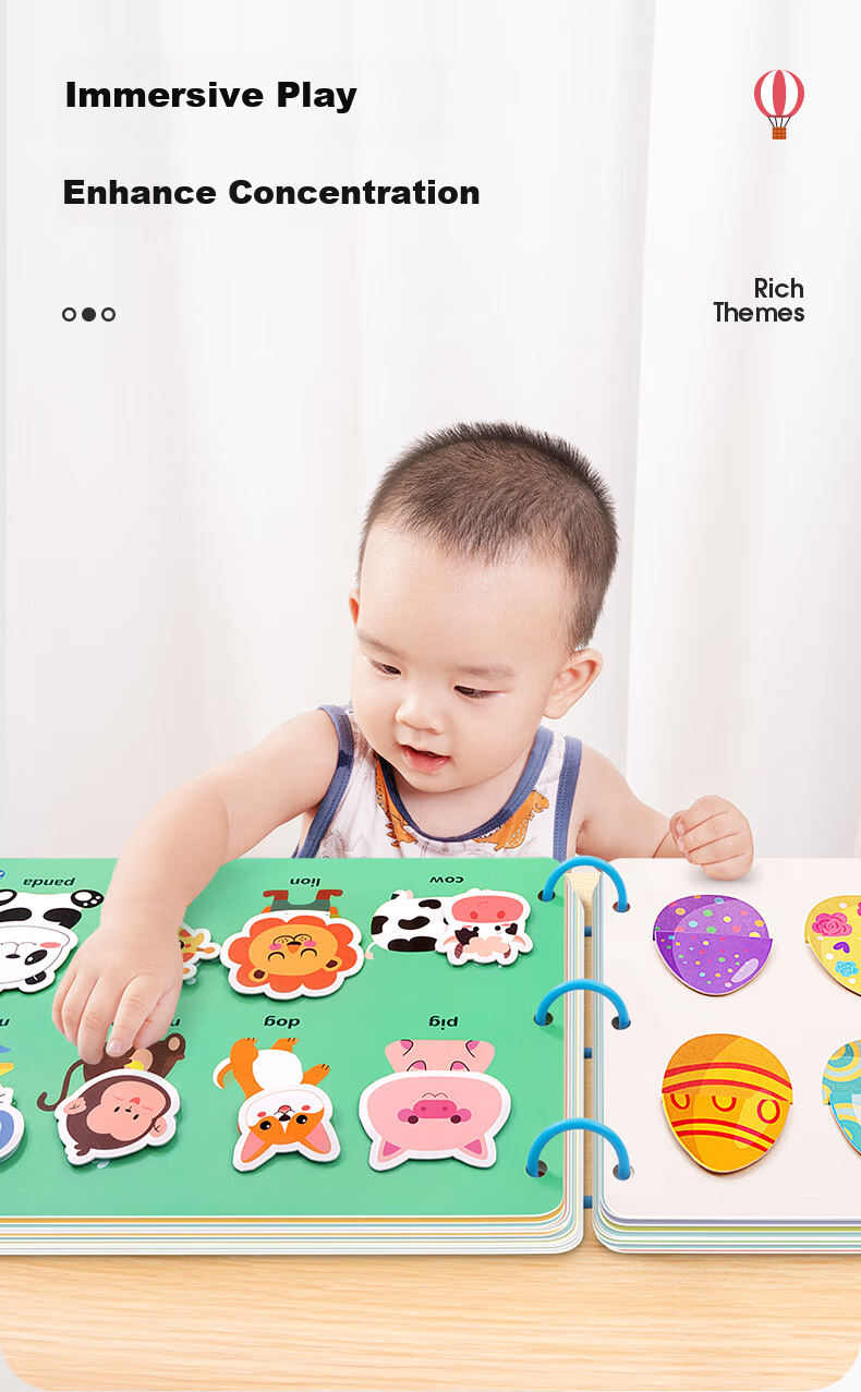 Книжка-игрушка YSR Quiet Sticker Book, развивающая, для детей от 0 до 1 года, для тренировки концентрации, 52 страницы