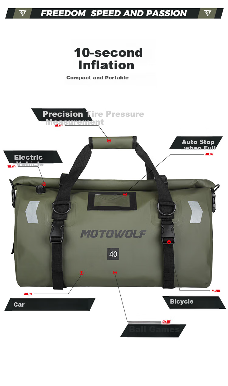 Водонепроницаемая сумка для мотоцикла MOTOWOLF, чехол на заднее сиденье, снаряжение для водителя, двухплечевой рюкзак, задняя сумка, грузовой мешок для мотоцикла, 66 литров, флуоресцентный зеленый