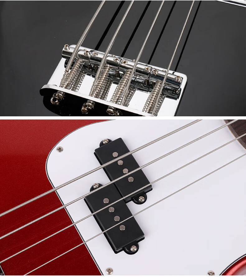 Бас-гитара Minsine FD/Jiaju Red Classic, 39 дюймов, для начинающих, 4 струны, с полным набором аксессуаров
