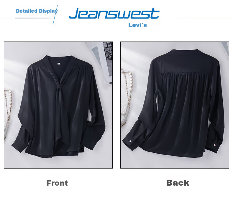 Женская блузка Jeanswest, осенняя, с ленточным воротником, длинным рукавом, элегантная офисная одежда, модный топ с плиссировкой, белый, размер L