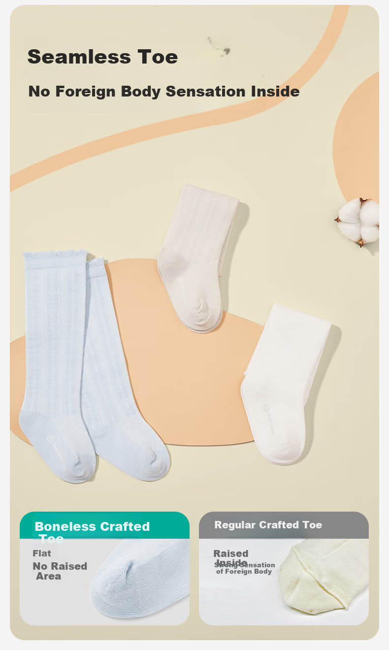 Детские носки PurCotton, для новорожденных, хлопок, до колена, 14-16 см, 3 пары, голубой + молочный + серый
