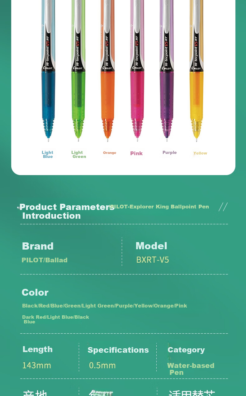 PILOT BXRT-V7 гелевая ручка, черная, 0.7 мм, 1 шт. + 6 стержней