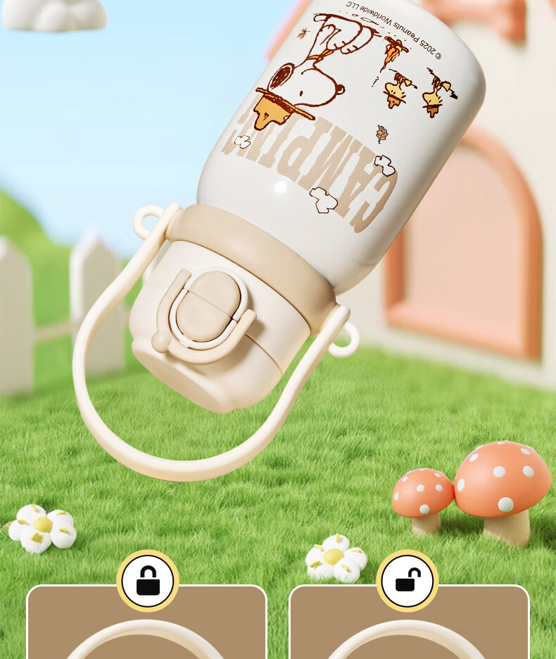 Термос-бутылка SNOOPY для детей, 316L из нержавеющей стали, большой емкости с соломинкой, портативная чашка для воды для мальчиков и девочек, школьников