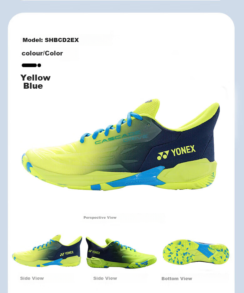 Кроссовки для бадминтона YONEX SHBCD2EX, мужские, размер 37, желто-синие