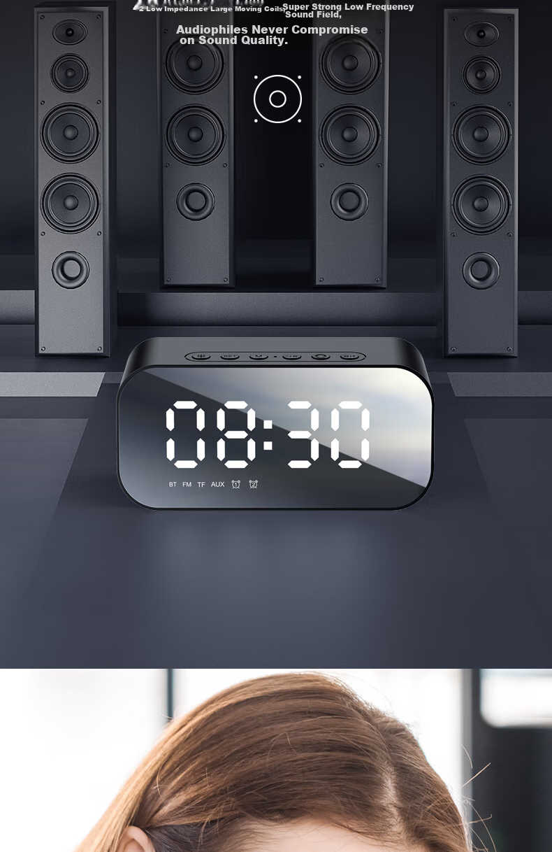 Портативная Bluetooth-колонка Havit M3 с функцией умных часов и будильника, зеркальным экраном, мини-сабвуфером, беспроводная, цвет белый